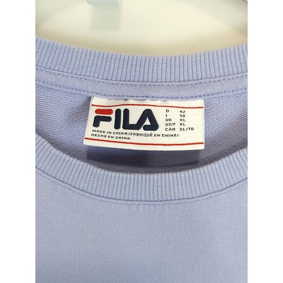 Fila Sweatshirt Women XL Pullover Pockets Crewneck Lilac Embroidered Logo - Picture 9 of 9